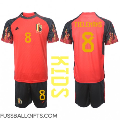 Belgien Youri Tielemans #8 Fußballbekleidung Heimtrikot Kinder WM 2022 Kurzarm (+ kurze hosen)